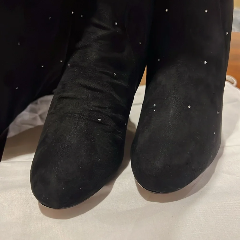 RAYE Isabella Over the Knee Boots Black Silver Embellished Size 6.5 New